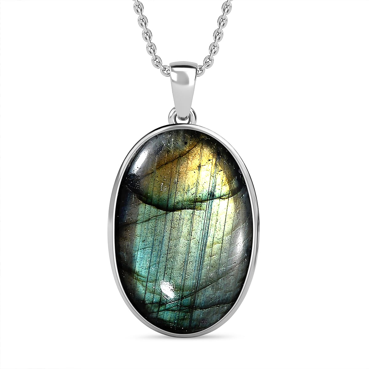 Labradorite Pendant with Chain (Size 20)  30.00 Ct.
