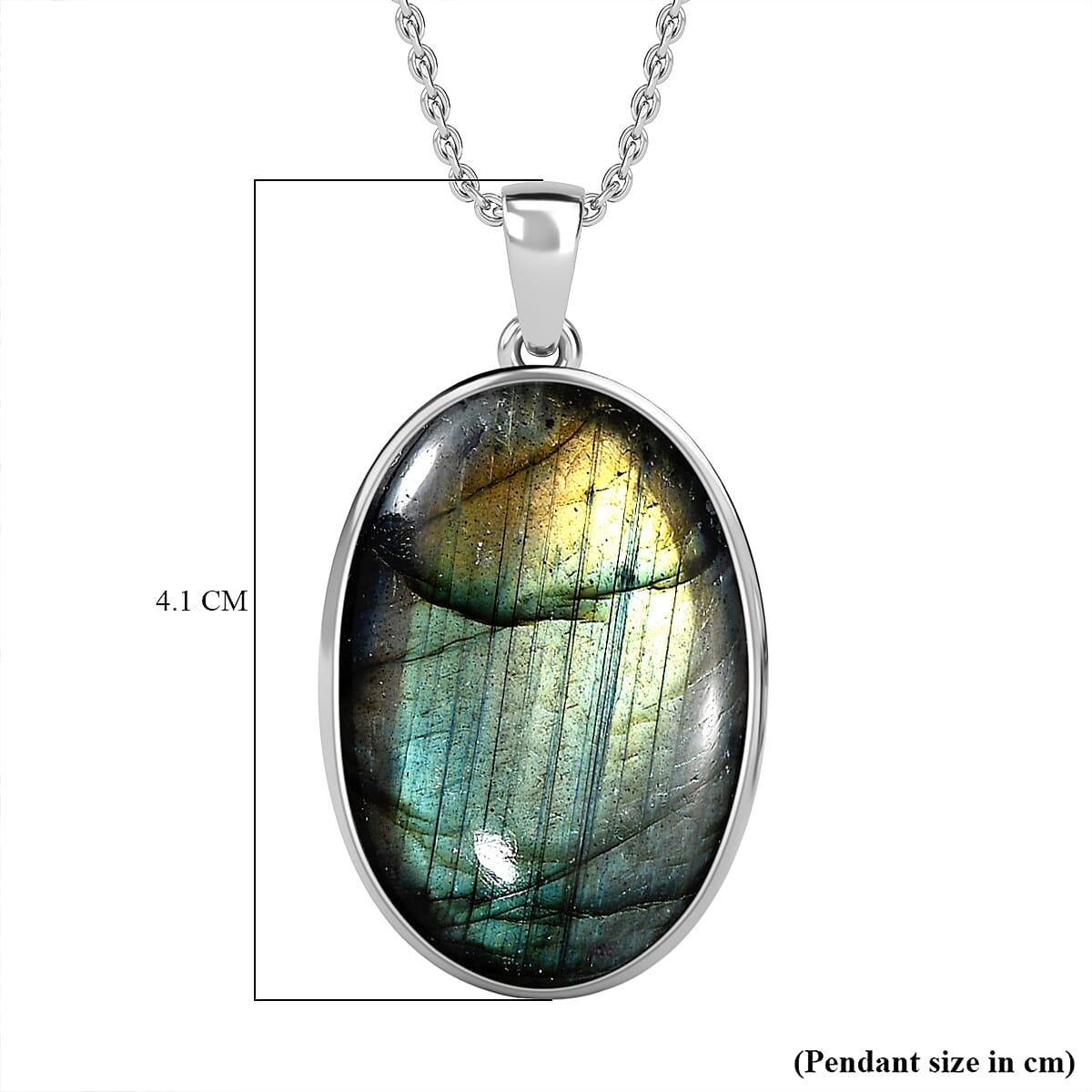 Labradorite Pendant with Chain (Size 20)  30.00 Ct.