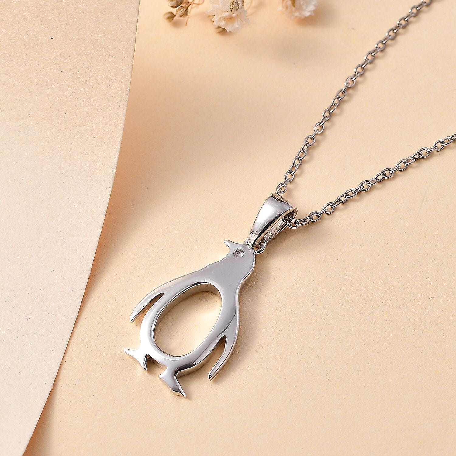 Pendant with Chain (Size 20) in rhodium Sterling Silver