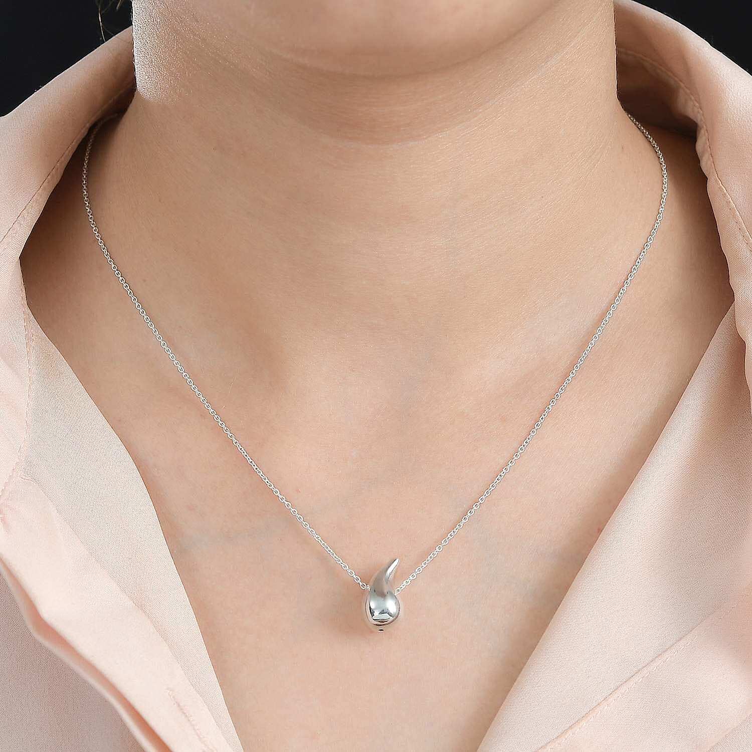 JCK Vegas Closeout - Sterling Silver Drop Pendant with Chain (Size 20)