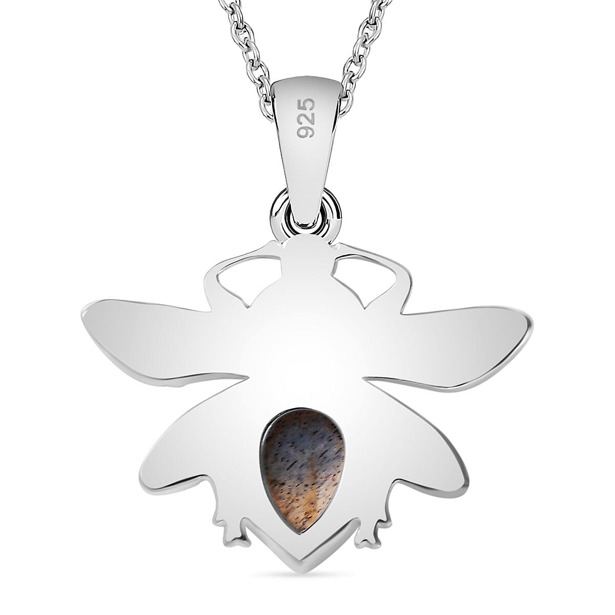 Labradorite Dragon Fly Solitaire Sterling Silver Pendant with Chain (Size 20)