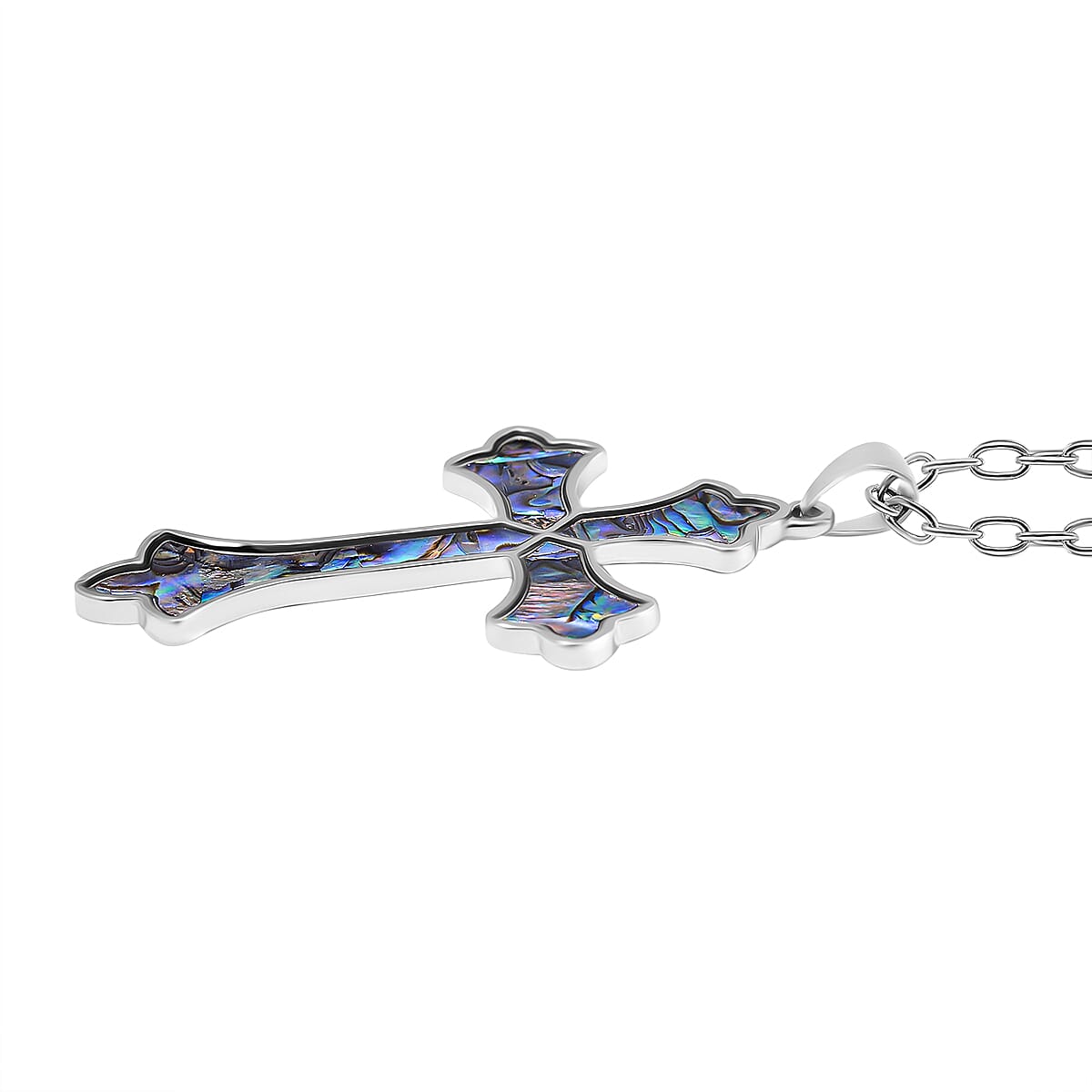 Abalone Shell Cross Pendant with Chain (Size 24)