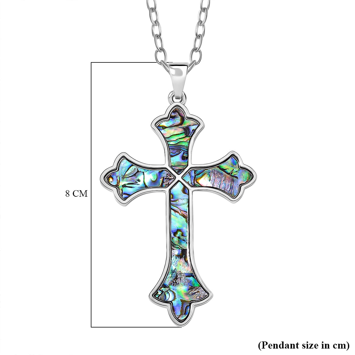 Abalone Shell Cross Pendant with Chain (Size 24)
