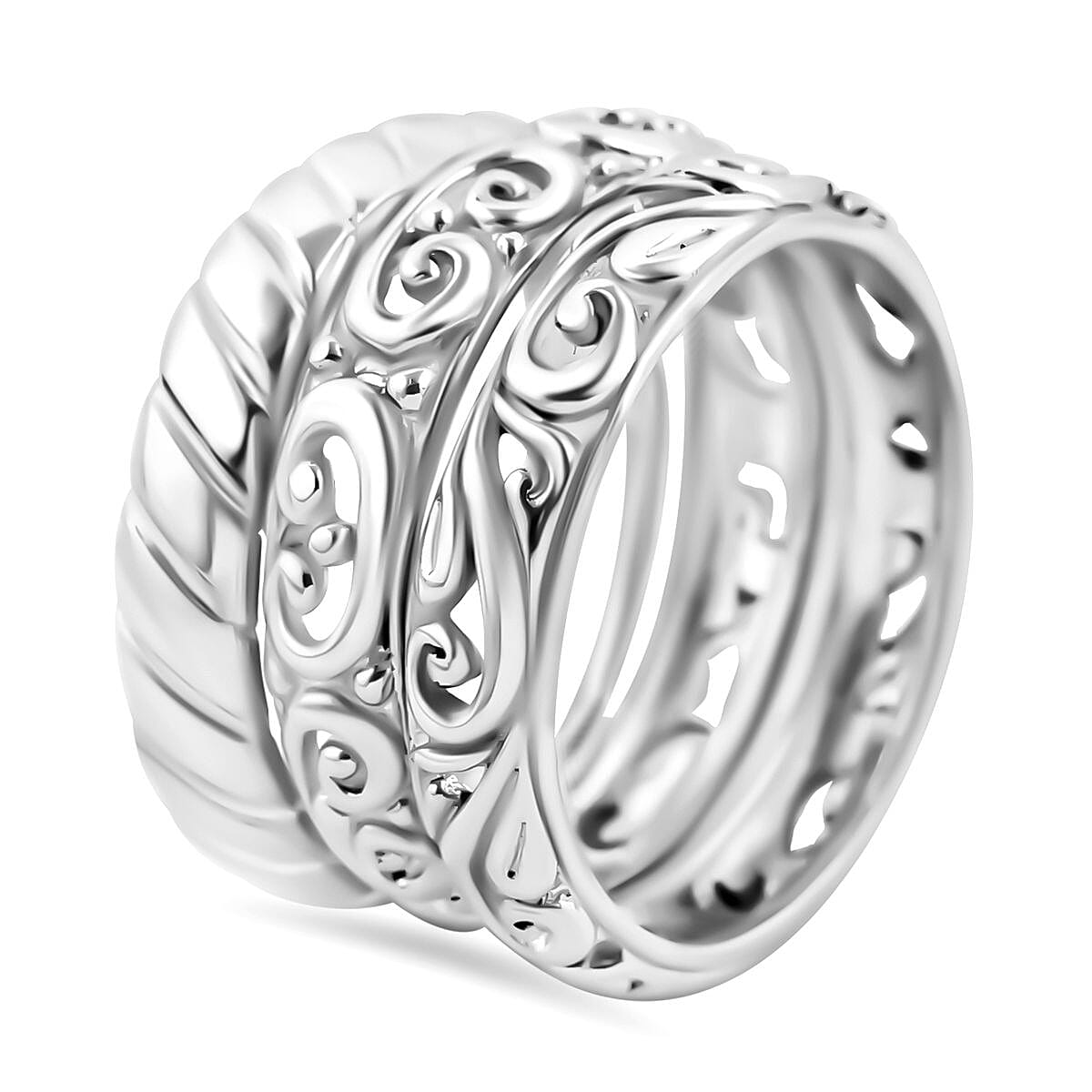 Royal Bali Legacy Collection Set of 3 Island Rings Sterling Silver