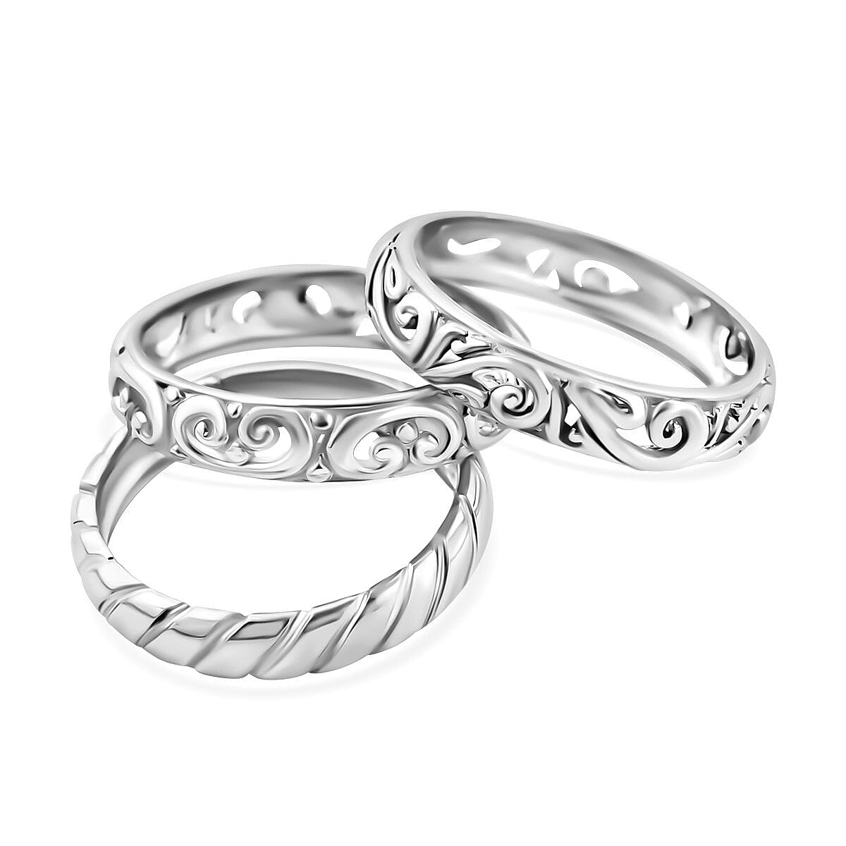 Royal Bali Legacy Collection Set of 3 Island Rings Sterling Silver