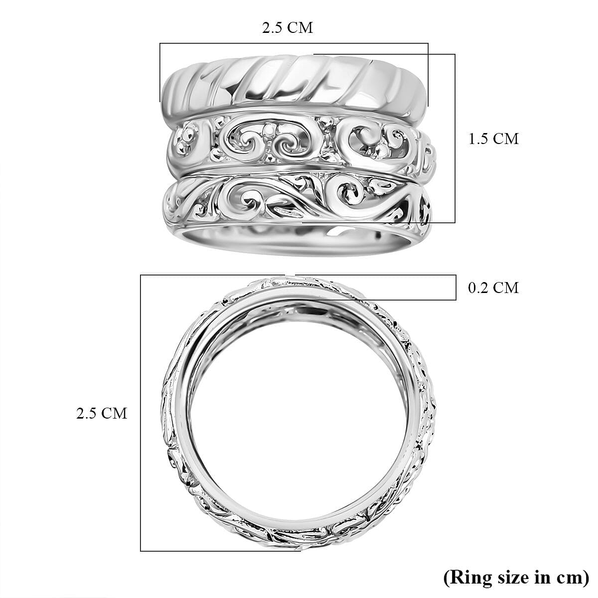 Royal Bali Legacy Collection Set of 3 Island Rings Sterling Silver
