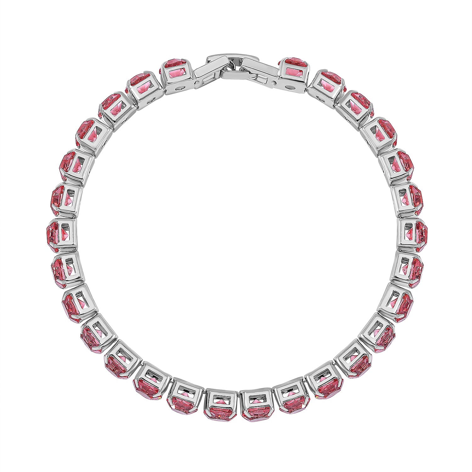 3 Piece Set - Pink Crystal Bracelet (Size 7.5) with Bracelet Buddy & Bracelet Box 70.00 Ct.