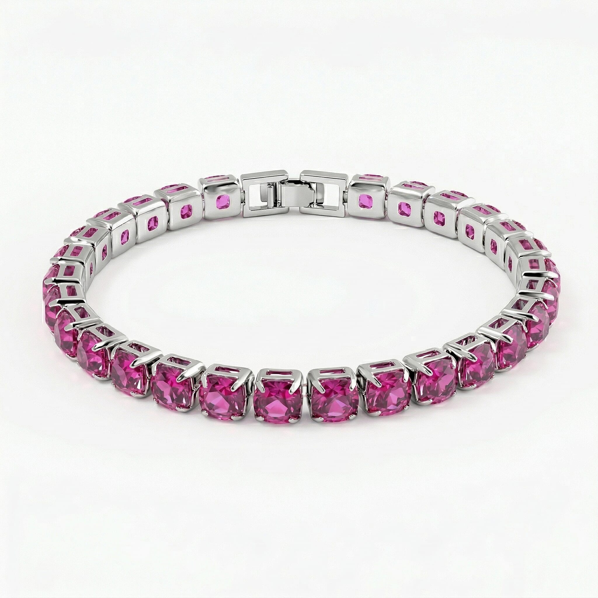 3 Piece Set - Pink Crystal Bracelet (Size 7.5) with Bracelet Buddy & Bracelet Box 70.00 Ct.