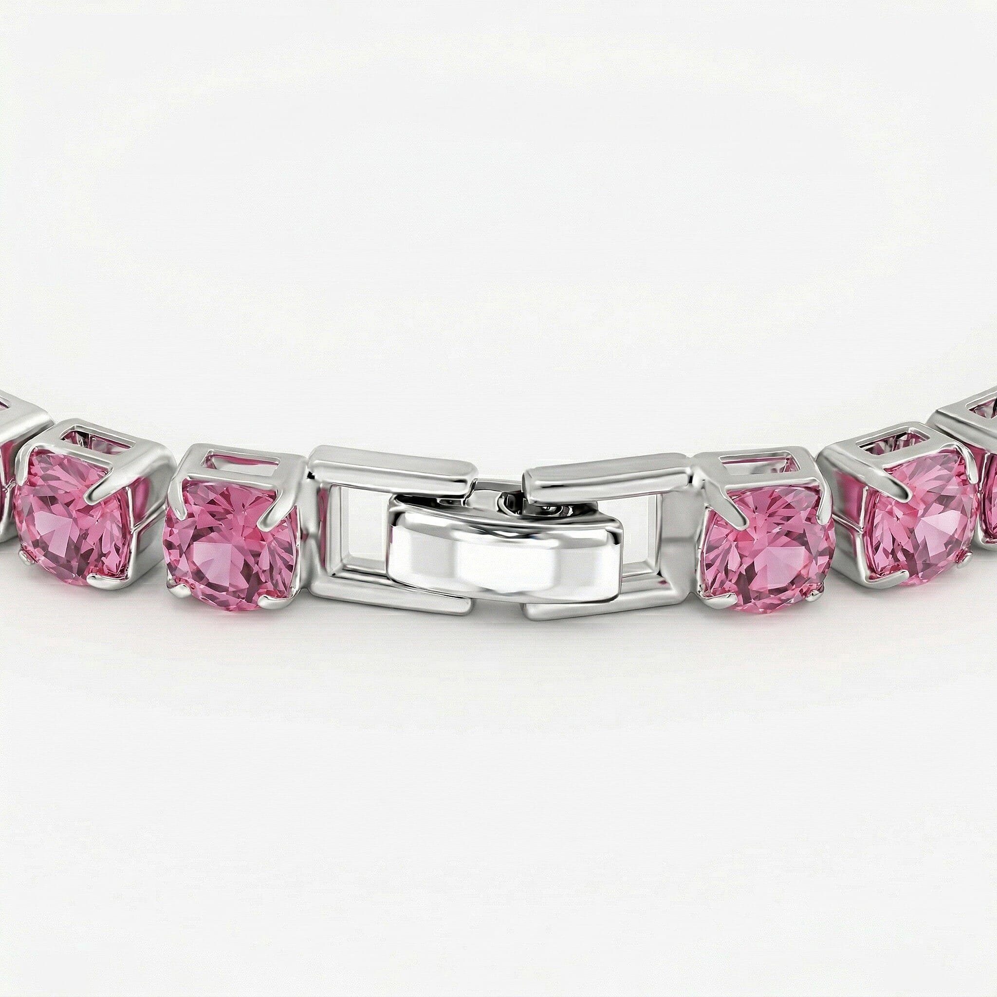 3 Piece Set - Pink Crystal Bracelet (Size 7.5) with Bracelet Buddy & Bracelet Box 70.00 Ct.