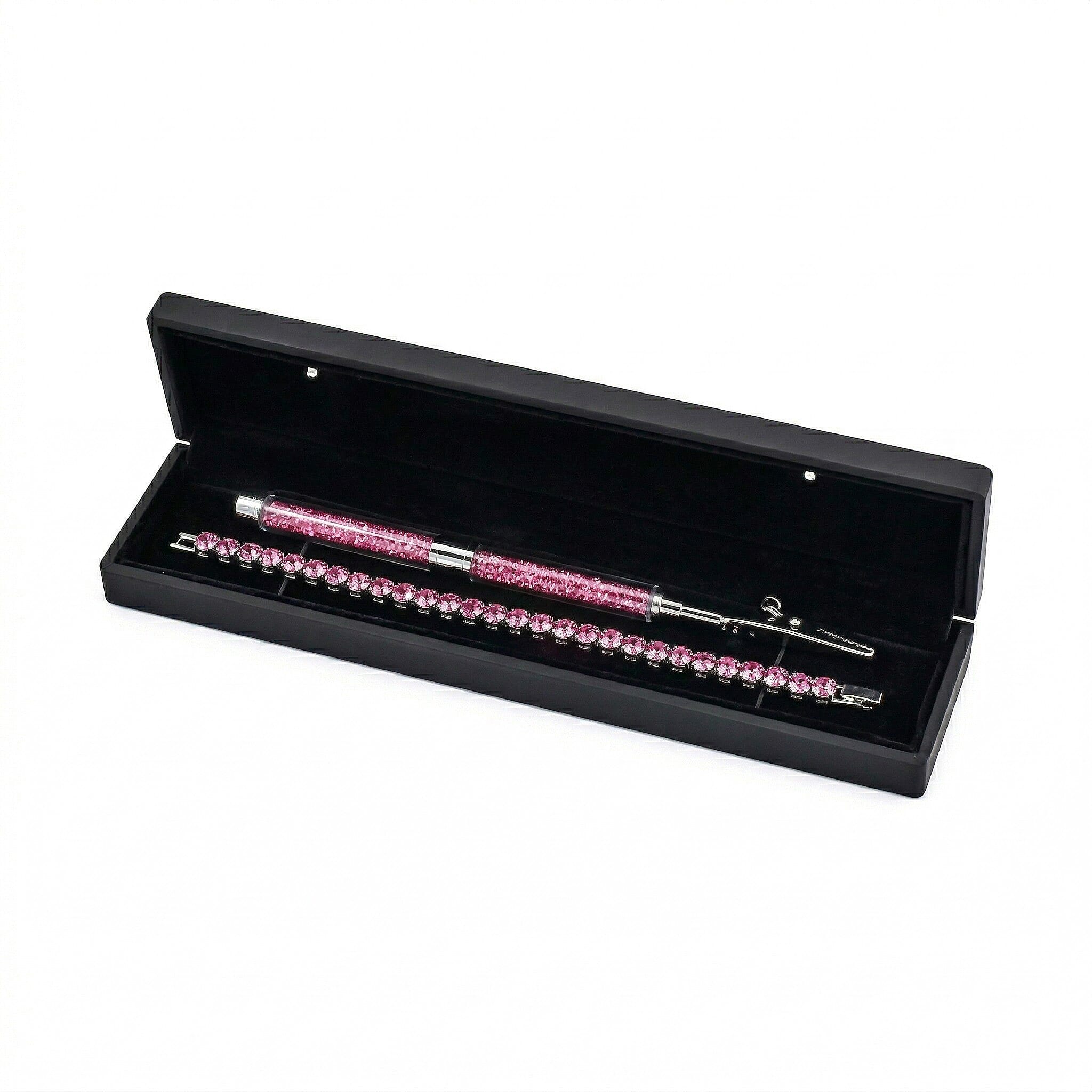 3 Piece Set - Pink Crystal Bracelet (Size 7.5) with Bracelet Buddy & Bracelet Box 70.00 Ct.