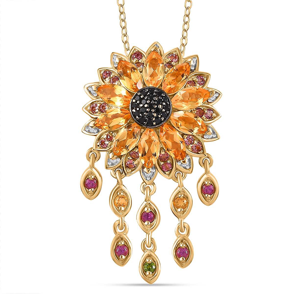 GP Italian Garden Collection Multi Gemstone Pendant with Chain (Size 20) in 18K YG Vermeil Sterling Silver 3.35 ct  Silver Wt. 8.