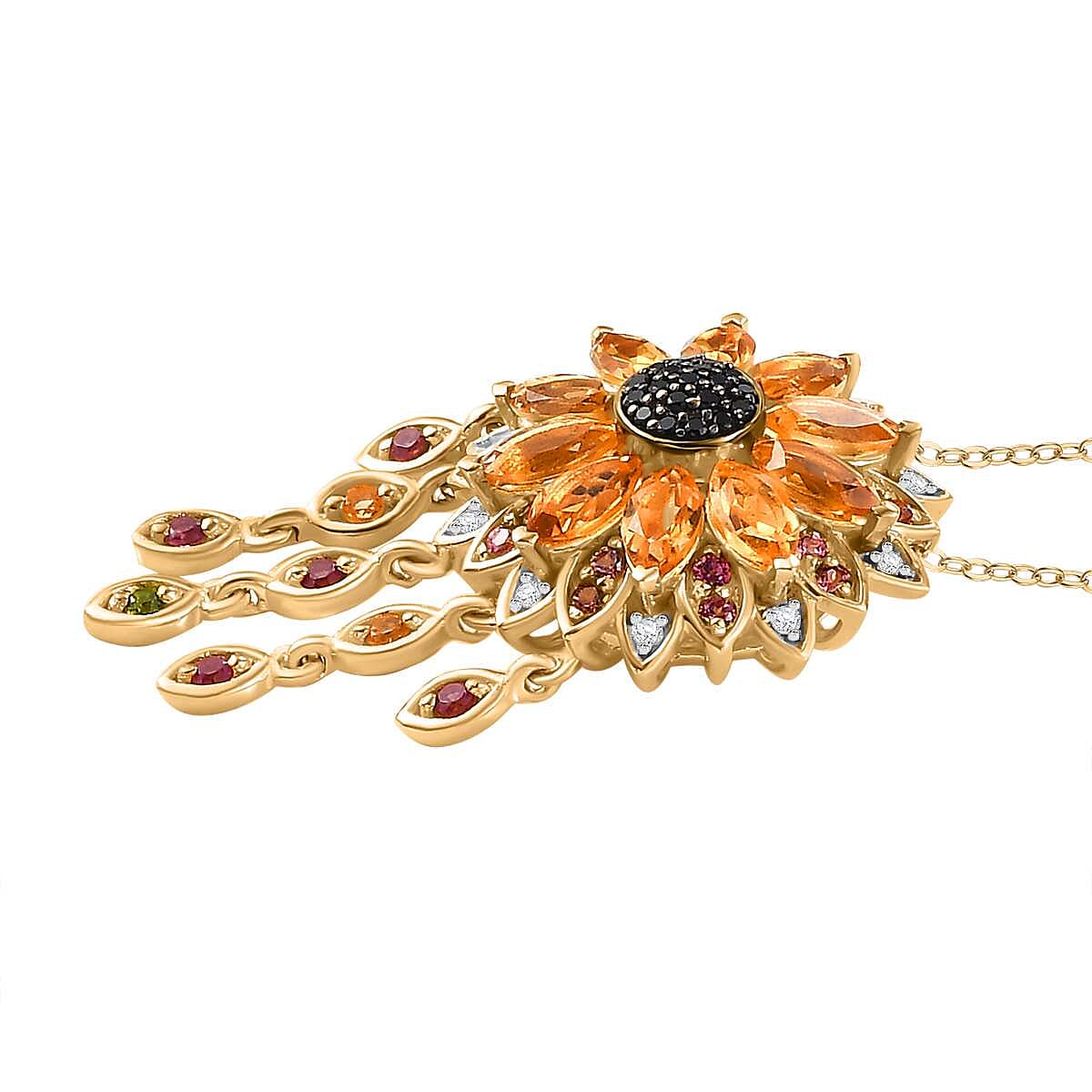 GP Italian Garden Collection Multi Gemstone Pendant with Chain (Size 20) in 18K YG Vermeil Sterling Silver 3.35 ct  Silver Wt. 8.