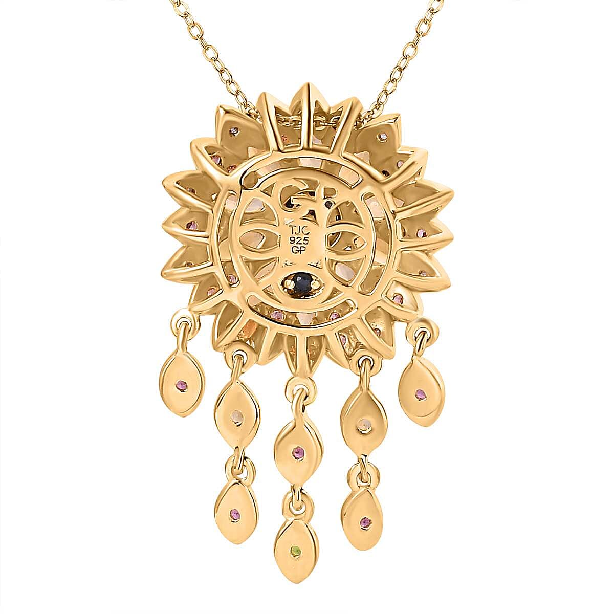 GP Italian Garden Collection Multi Gemstone Pendant with Chain (Size 20) in 18K YG Vermeil Sterling Silver 3.35 ct  Silver Wt. 8.