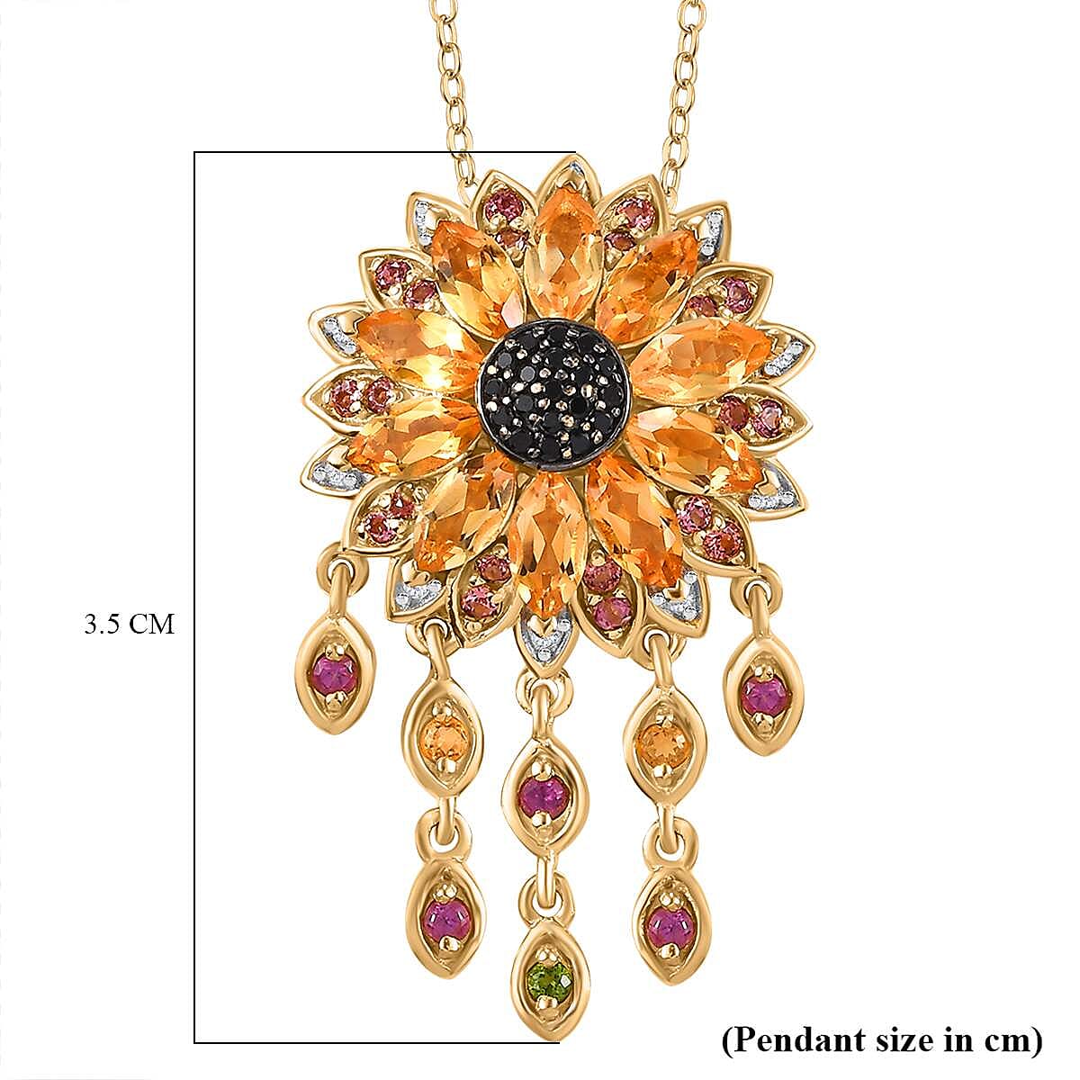 GP Italian Garden Collection Multi Gemstone Pendant with Chain (Size 20) in 18K YG Vermeil Sterling Silver 3.35 ct  Silver Wt. 8.