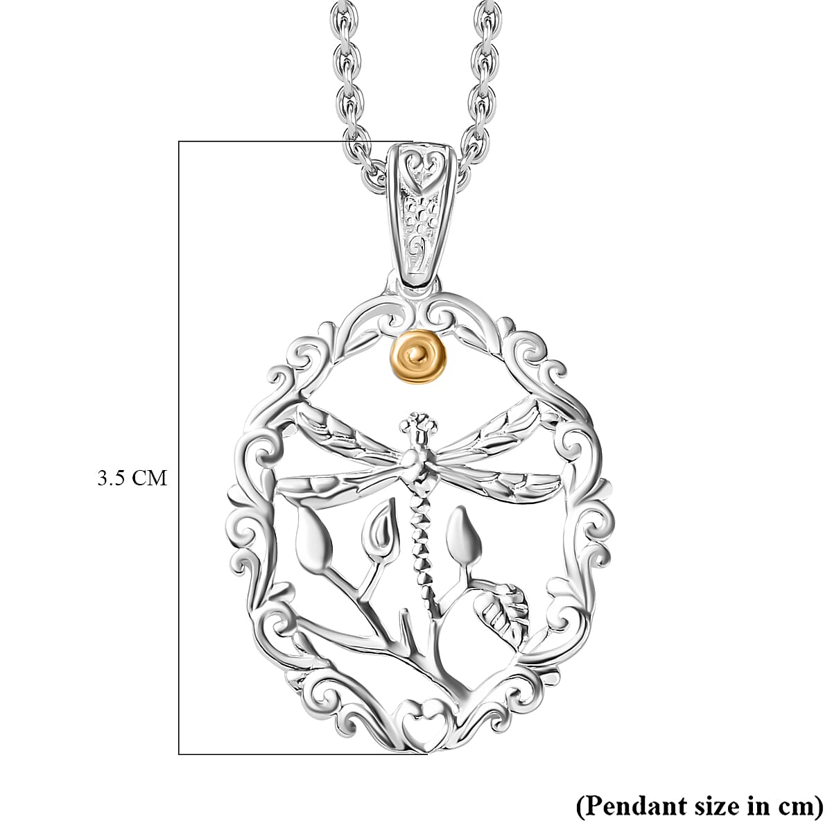 Royal Bali Collection Dragon Fly Pendant in Sterling Silver with Stainless Steel Chain (Size 20)