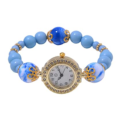 Piece Set STRADA Crystal Watch With Crystal Bracelets Blue