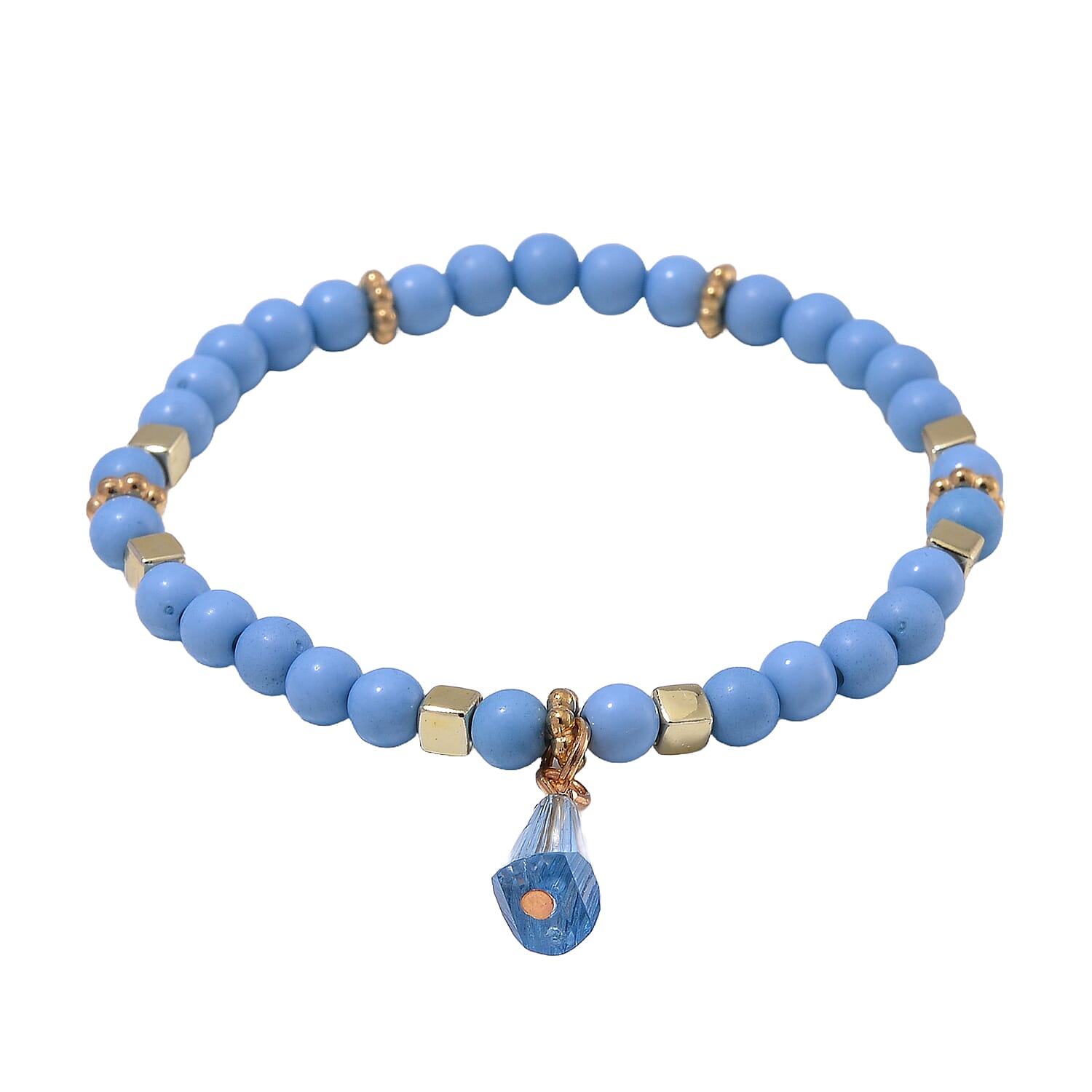 4 Piece Set - STRADA Crystal Watch With 3 Crystal Bracelets - Blue ...