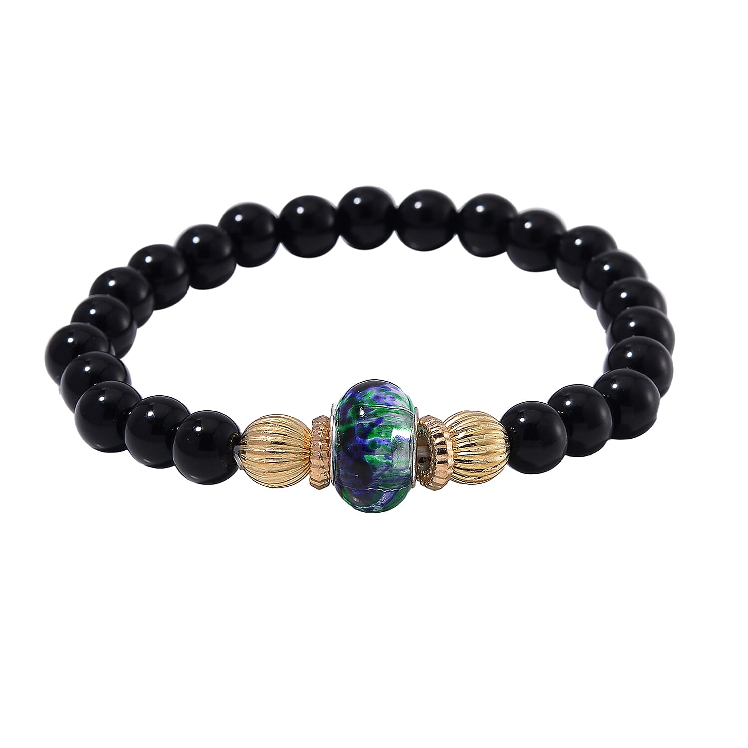 4 Piece Set - STRADA Crystal Watch With 3 Crystal Bracelets - Black