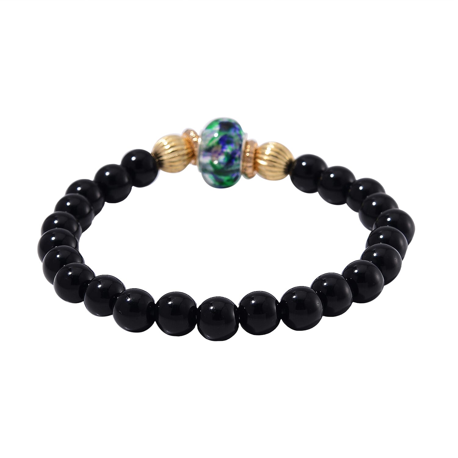 4 Piece Set - STRADA Crystal Watch With 3 Crystal Bracelets - Black