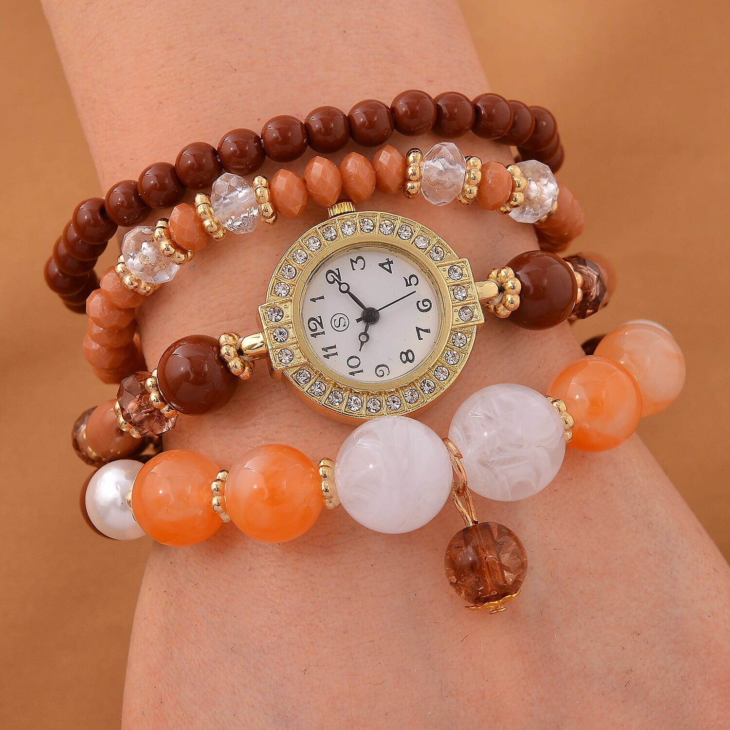 CYBER MONDAY MEGA DEAL - 4 Piece Set - STRADA Crystal Watch With 3 Crystal Bracelets - Multi