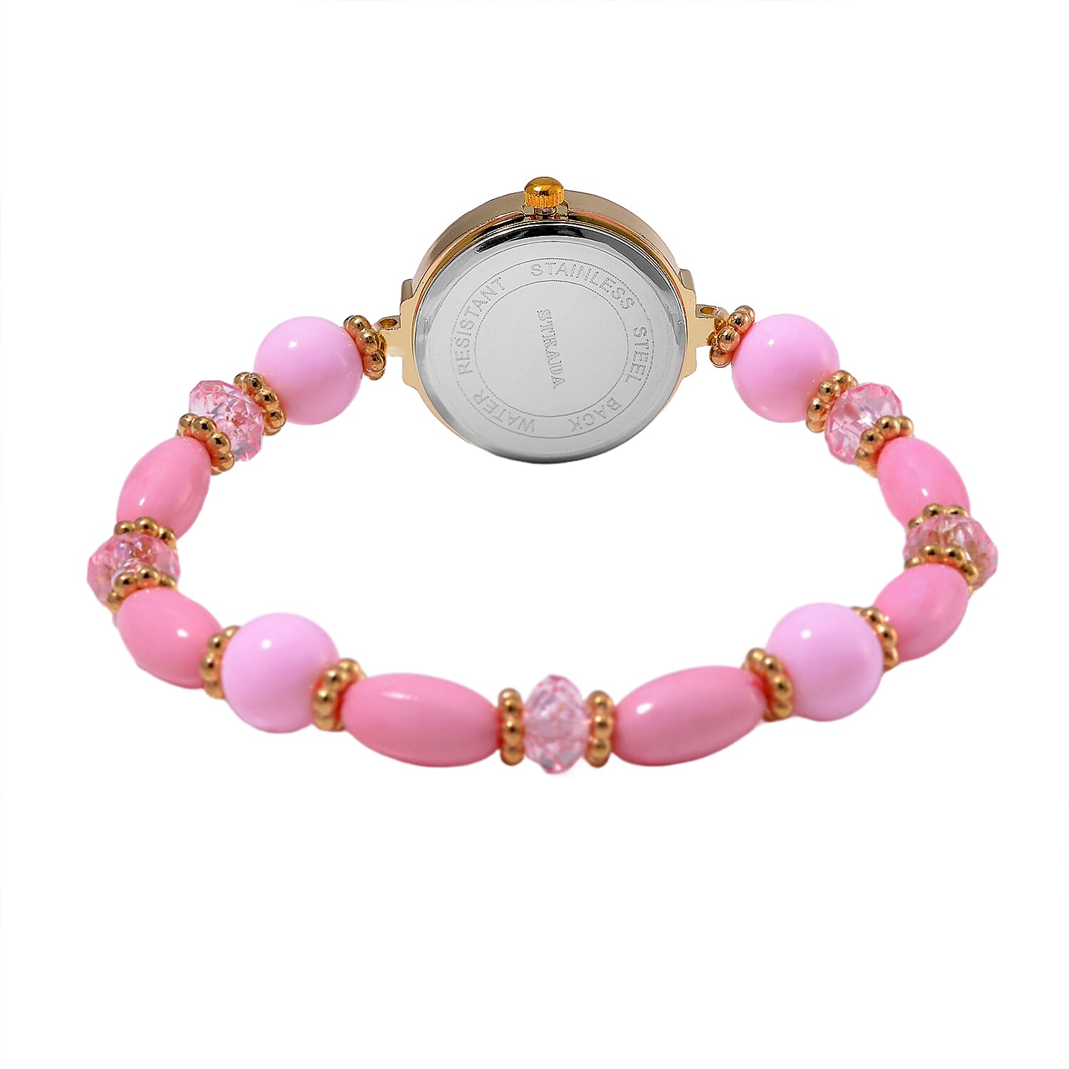CYBER MONDAY MEGA DEAL - 4 Piece Set - STRADA Crystal Watch With 3 Crystal Bracelets - Pink