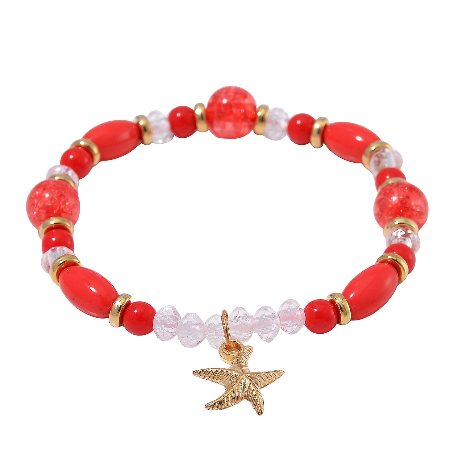 CYBER MONDAY MEGA DEAL - 4 Piece Set - STRADA Crystal Watch With 3 Crystal Bracelets - Red