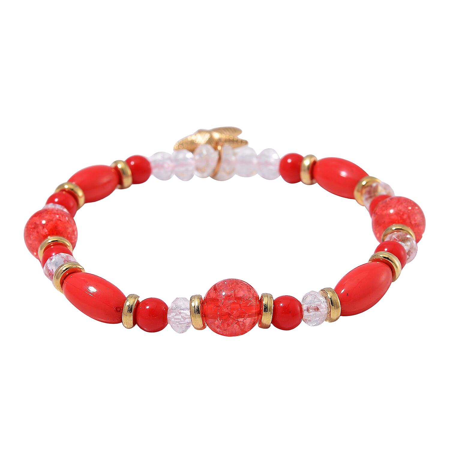 CYBER MONDAY MEGA DEAL - 4 Piece Set - STRADA Crystal Watch With 3 Crystal Bracelets - Red