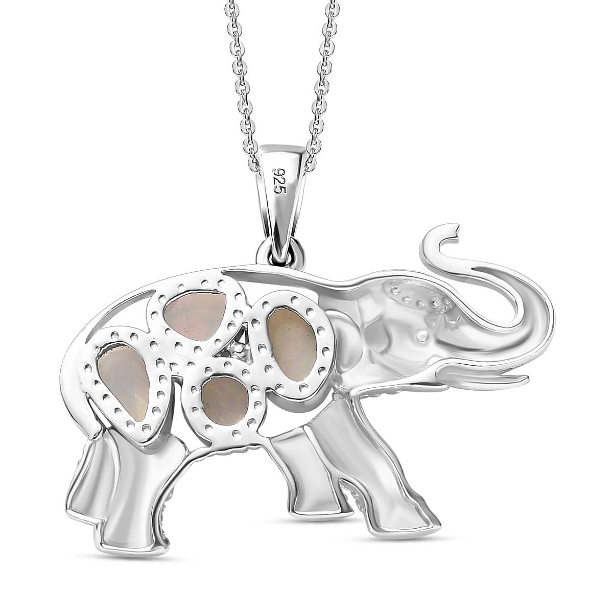 Ethiopian Opal Pendant with Chain (Size 20) in rhodium Sterling Silver  Wt. 9.4 Gms  1.420  Ct.