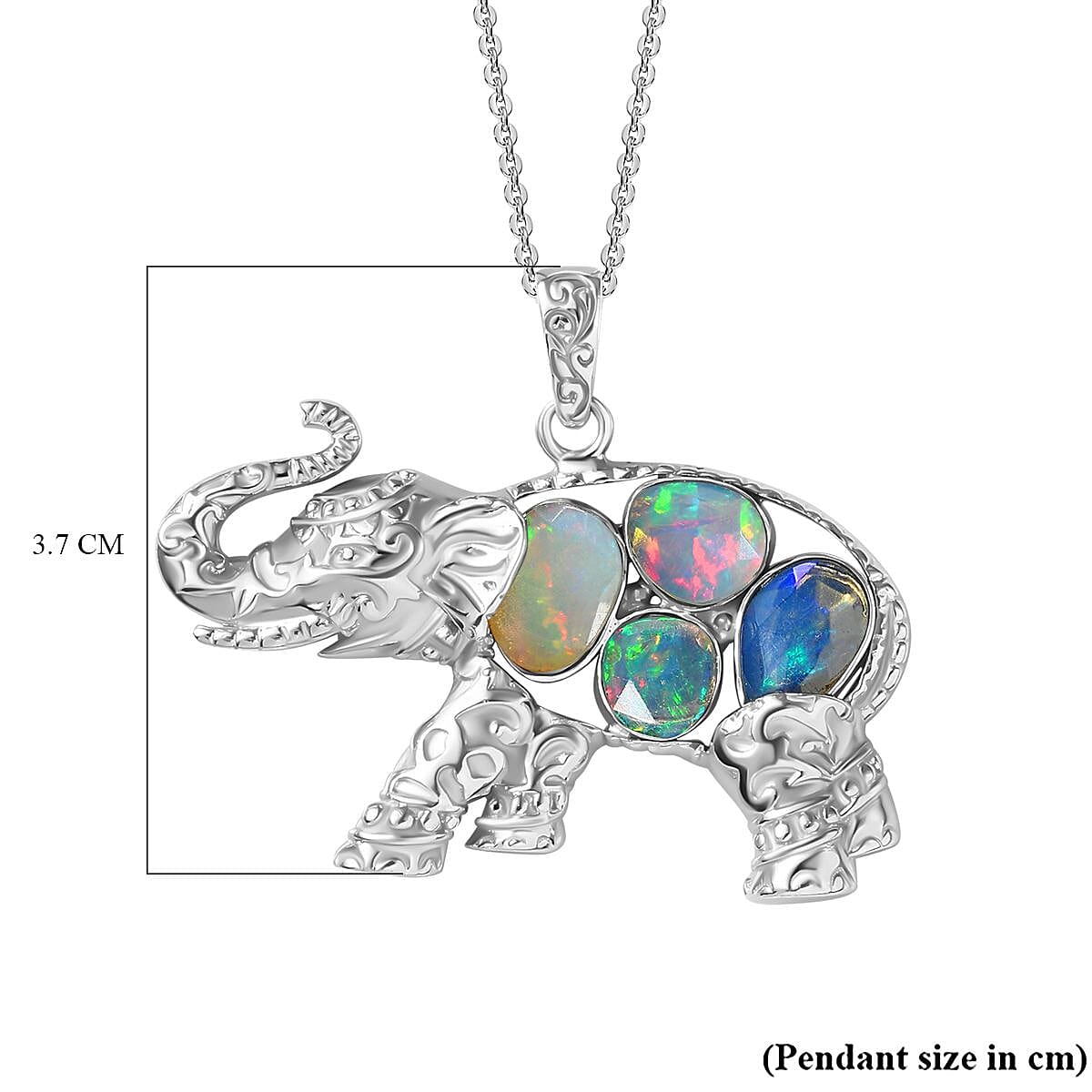 Ethiopian Opal Pendant with Chain (Size 20) in rhodium Sterling Silver  Wt. 9.4 Gms  1.420  Ct.