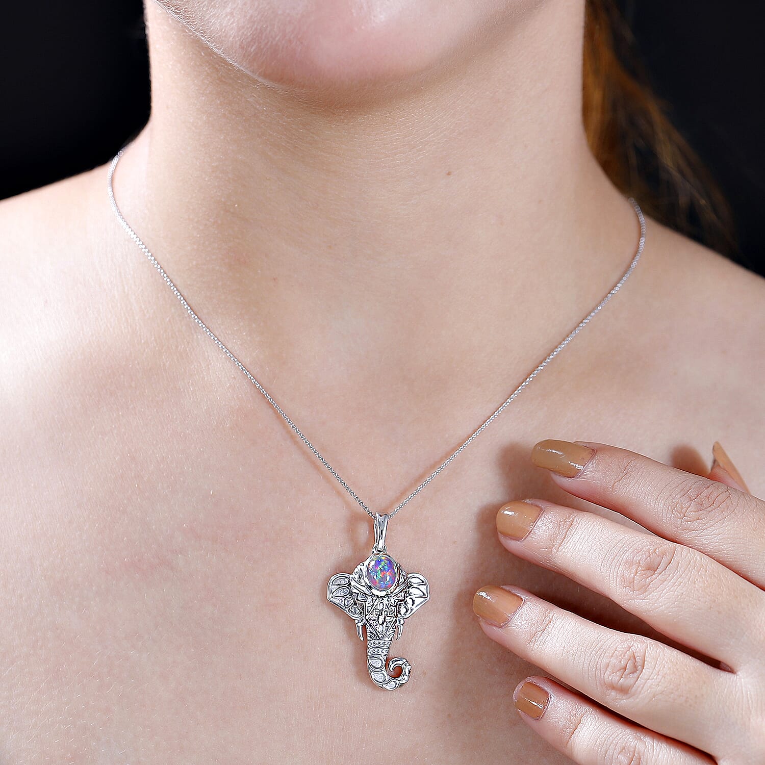 Ethiopian Opal Pendant with Chain (Size 20) in rhodium Sterling Silver  Wt. 8.54 Gms  1.180  Ct.