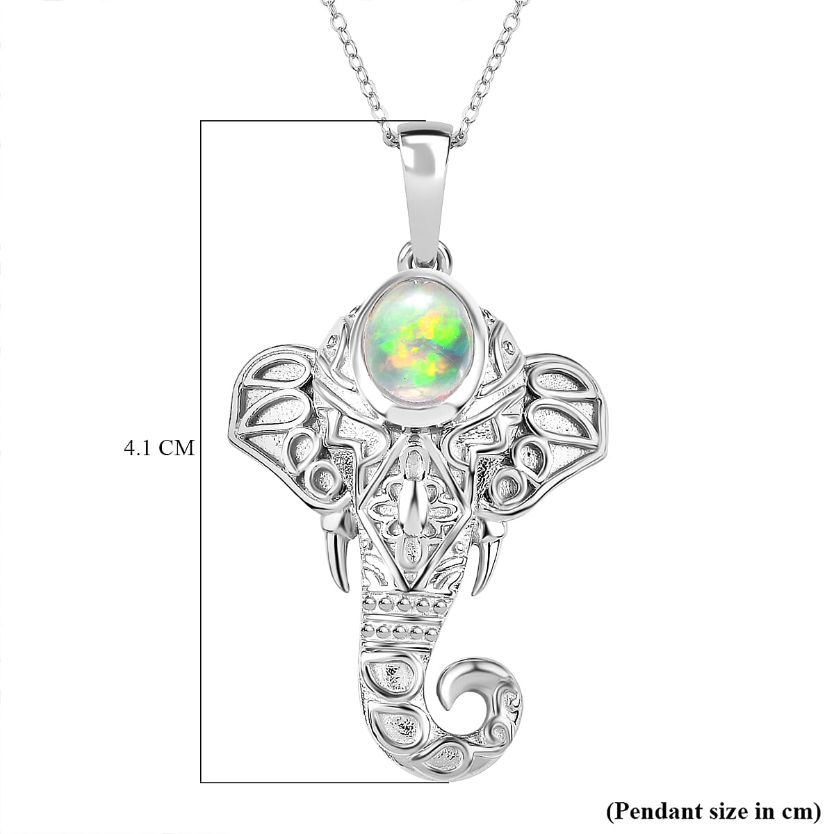 Ethiopian Opal Pendant with Chain (Size 20) in rhodium Sterling Silver  Wt. 8.54 Gms  1.180  Ct.