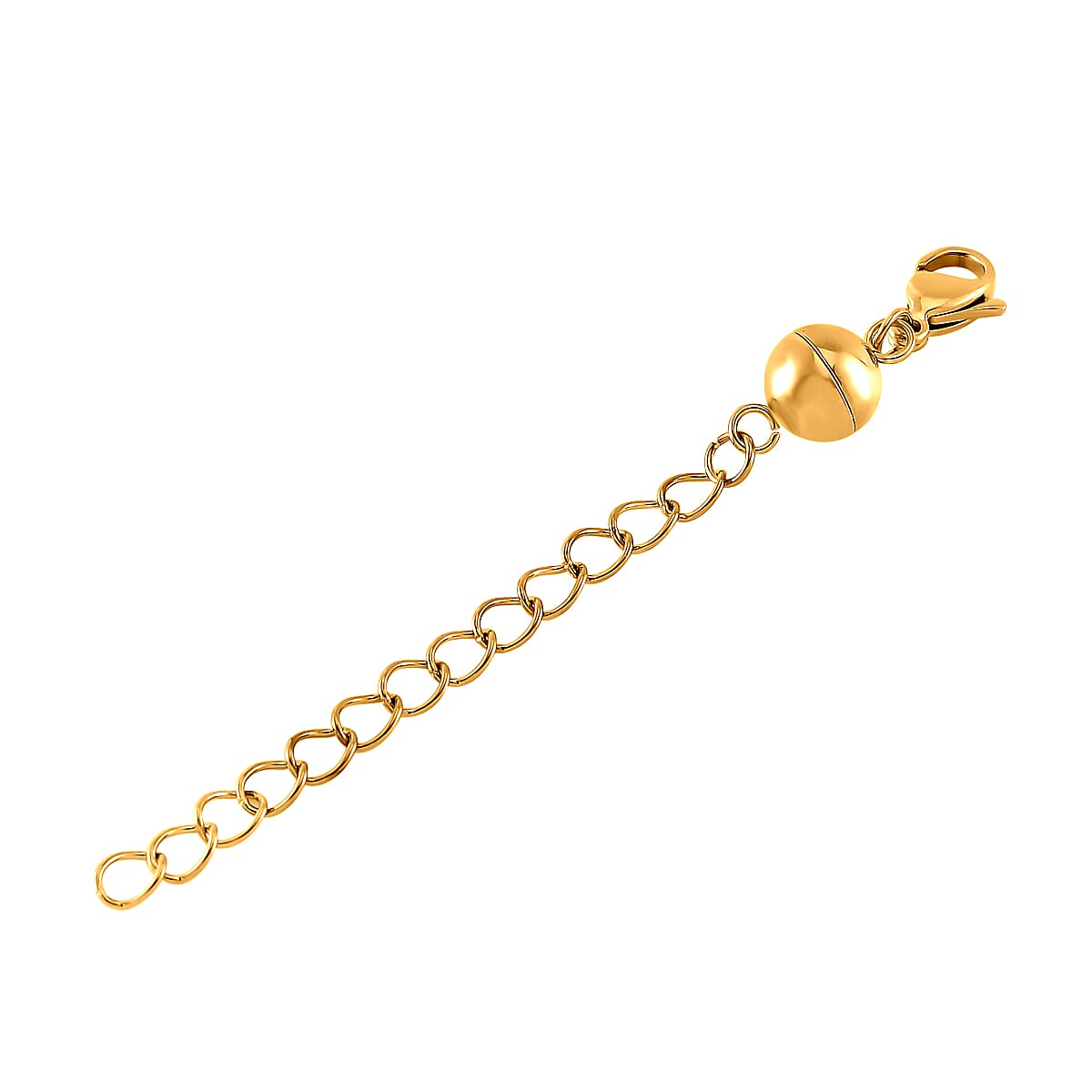 Set of 2 - Rhodium Overlay and Yellow Gold Plated Lobster Clasp with Magnetic Lock & Extender Chain