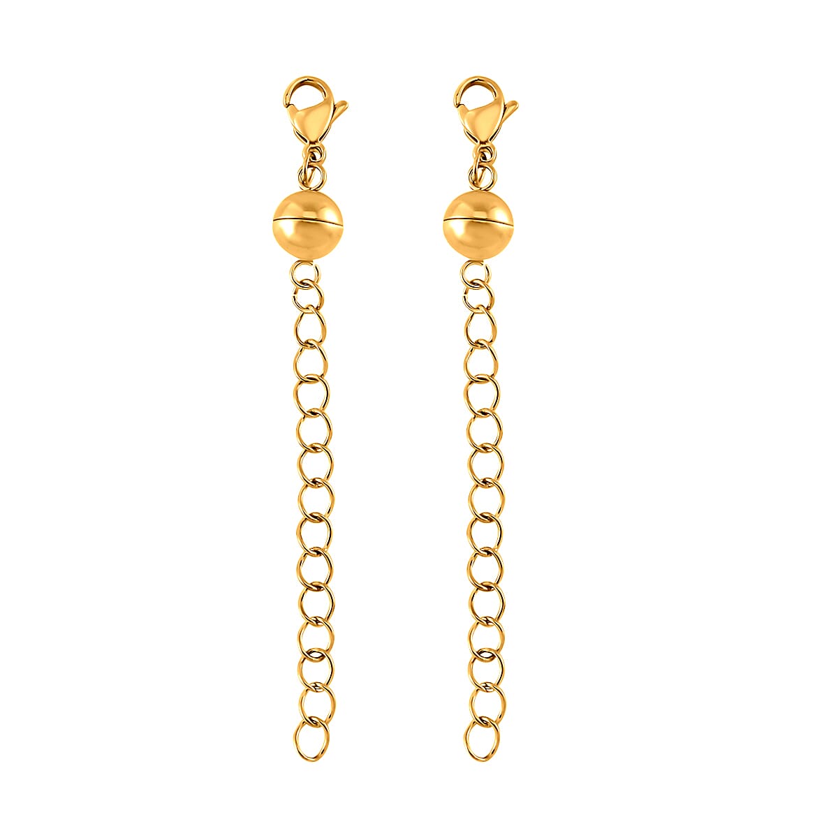 Set of 2 - Yellow Gold Plated Lobster Clasp with Magnetic Lock & Extender Chain