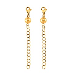 Set of 2 - Rhodium Overlay and Yellow Gold Plated Lobster Clasp with Magnetic Lock & Extender Chain