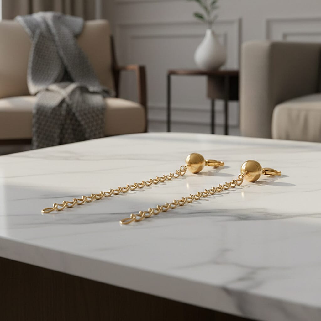 Set of 2 - Yellow Gold Plated Lobster Clasp with Magnetic Lock & Extender Chain