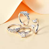 Set of 4 - Moissanite Fancy Ring in Rhodium Overlay Sterling Silver 2.80 Ct.