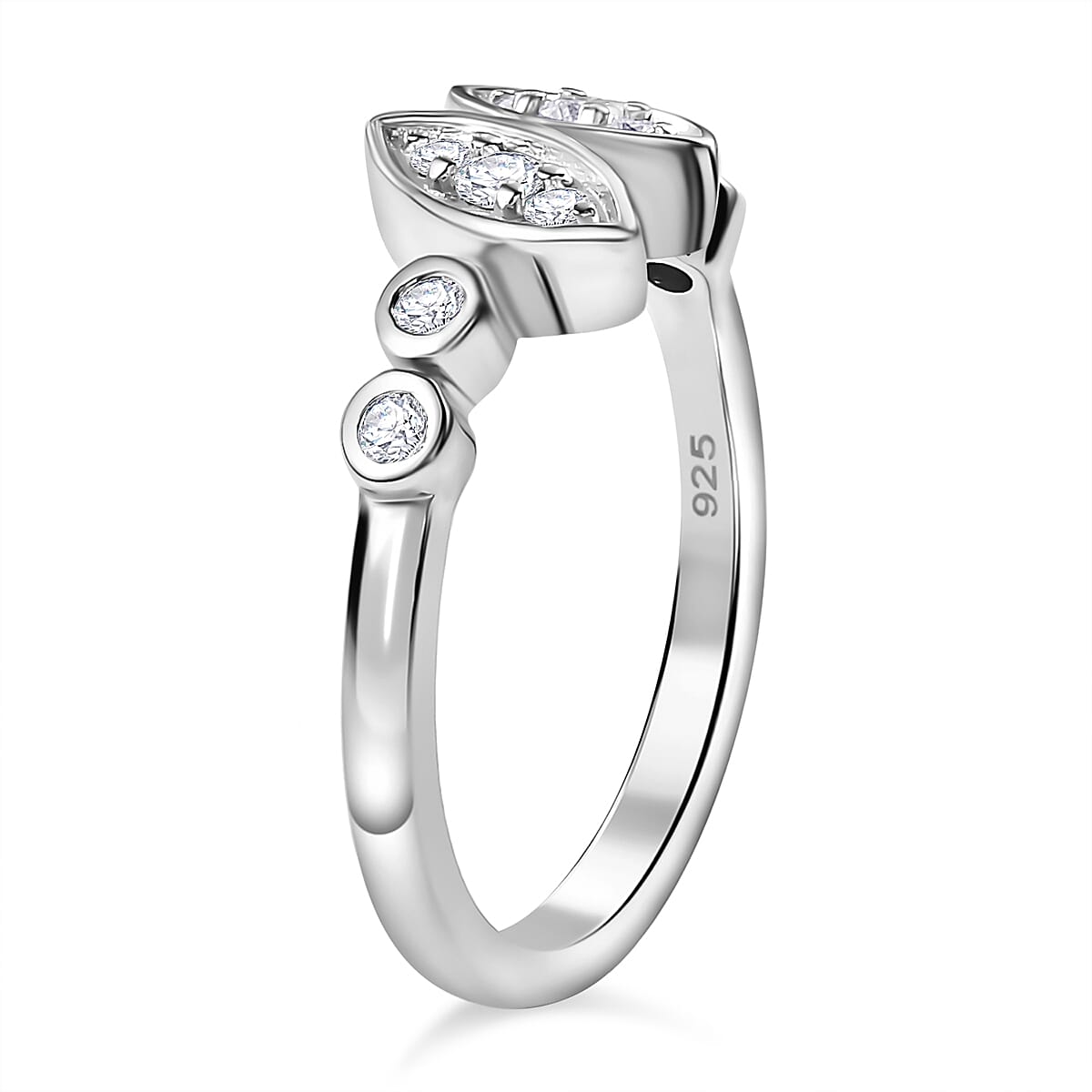 Set of 4 -  Moissanite Fancy Ring in rhodium Sterling Silver 0.81 ct  Silver Wt. 11 Gms  2.800  Ct.