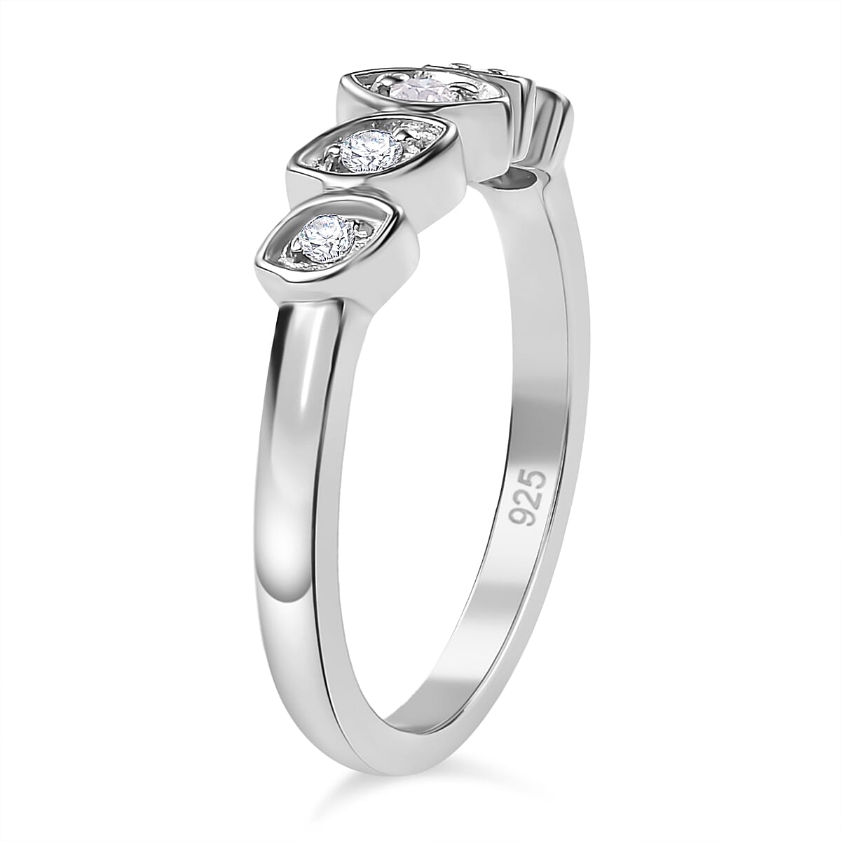 Set of 4 -  Moissanite Fancy Ring in rhodium Sterling Silver 0.81 ct  Silver Wt. 11 Gms  2.800  Ct.