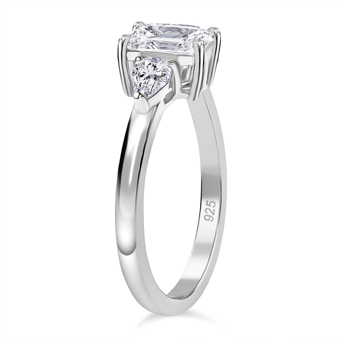 Set of 4 -  Moissanite Fancy Ring in rhodium Sterling Silver 0.81 ct  Silver Wt. 11 Gms  2.800  Ct.