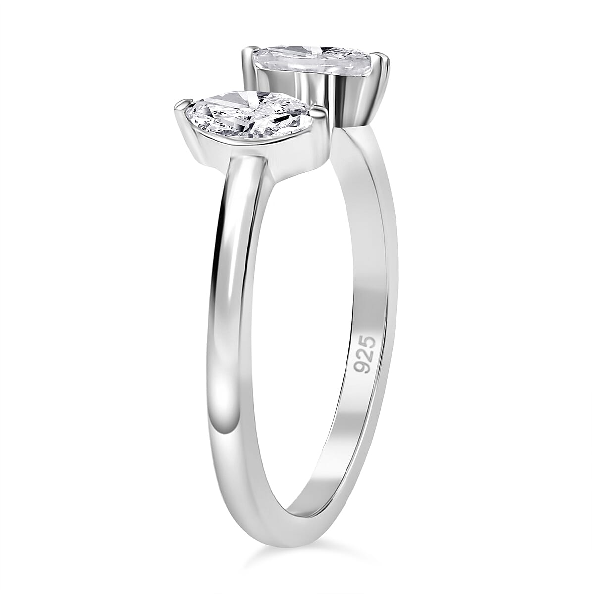 Set of 4 -  Moissanite Fancy Ring in rhodium Sterling Silver 0.81 ct  Silver Wt. 11 Gms  2.800  Ct.