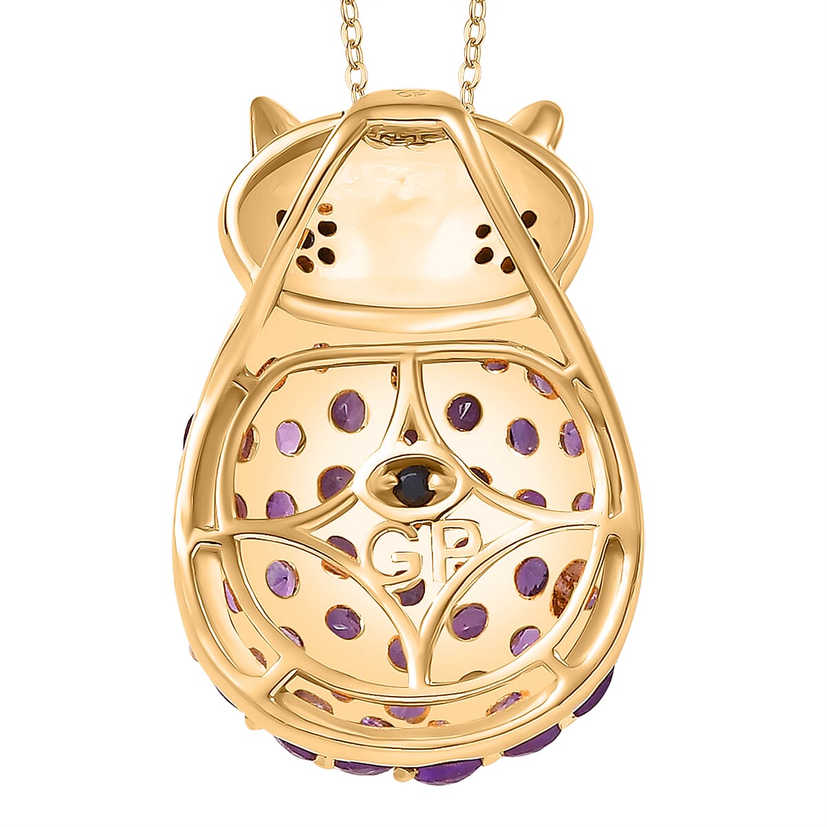GP Italian Garden Collection - African Amethyst, White Zircon, Blue Sapphire, Black Spinel Pendant With Silver Chain (Size 20) in 18K Vermeil Yellow Gold Sterling Silver 2.860 Ct.