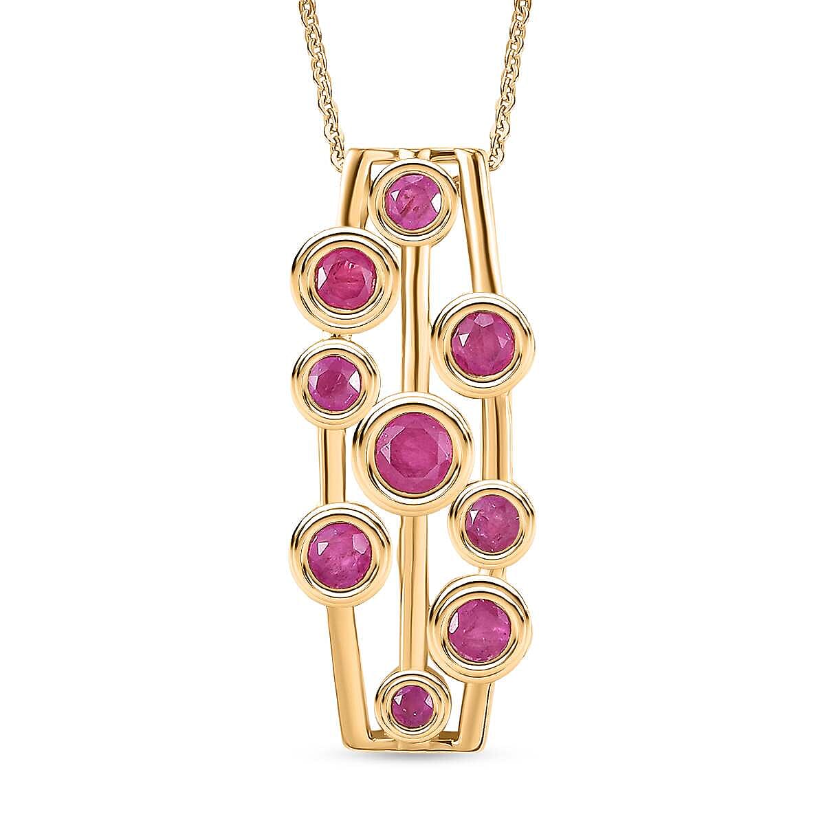 Gemfields Montepuez Ruby Pendant with Chain (Size 20) in 18K Vermeil Yellow Gold Plated Sterling Silver 1.14 Ct.