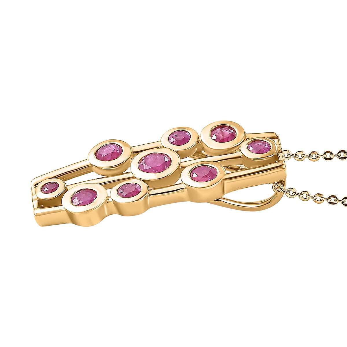 Gemfields Montepuez Ruby Pendant with Chain (Size 20) in 18K Vermeil Yellow Gold Plated Sterling Silver 1.14 Ct.