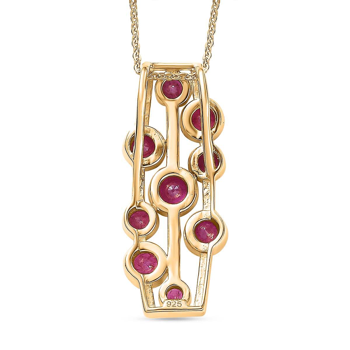 Gemfields Montepuez Ruby Pendant with Chain (Size 20) in 18K Vermeil Yellow Gold Plated Sterling Silver 1.14 Ct.