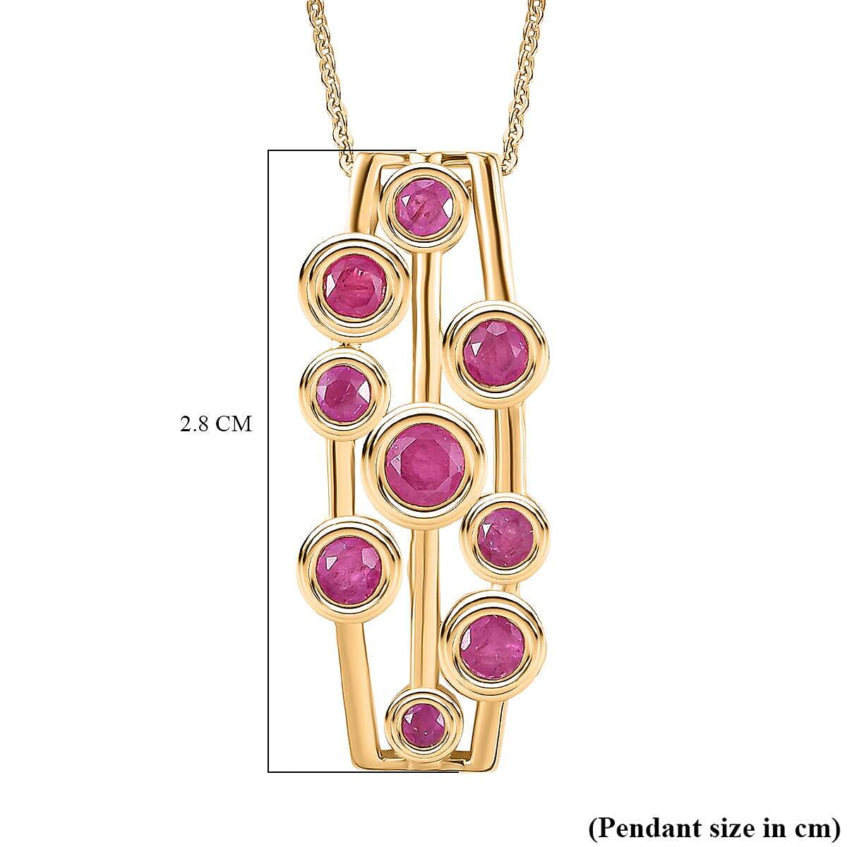 Gemfields Montepuez Ruby Pendant with Chain (Size 20) in 18K Vermeil Yellow Gold Plated Sterling Silver 1.14 Ct.