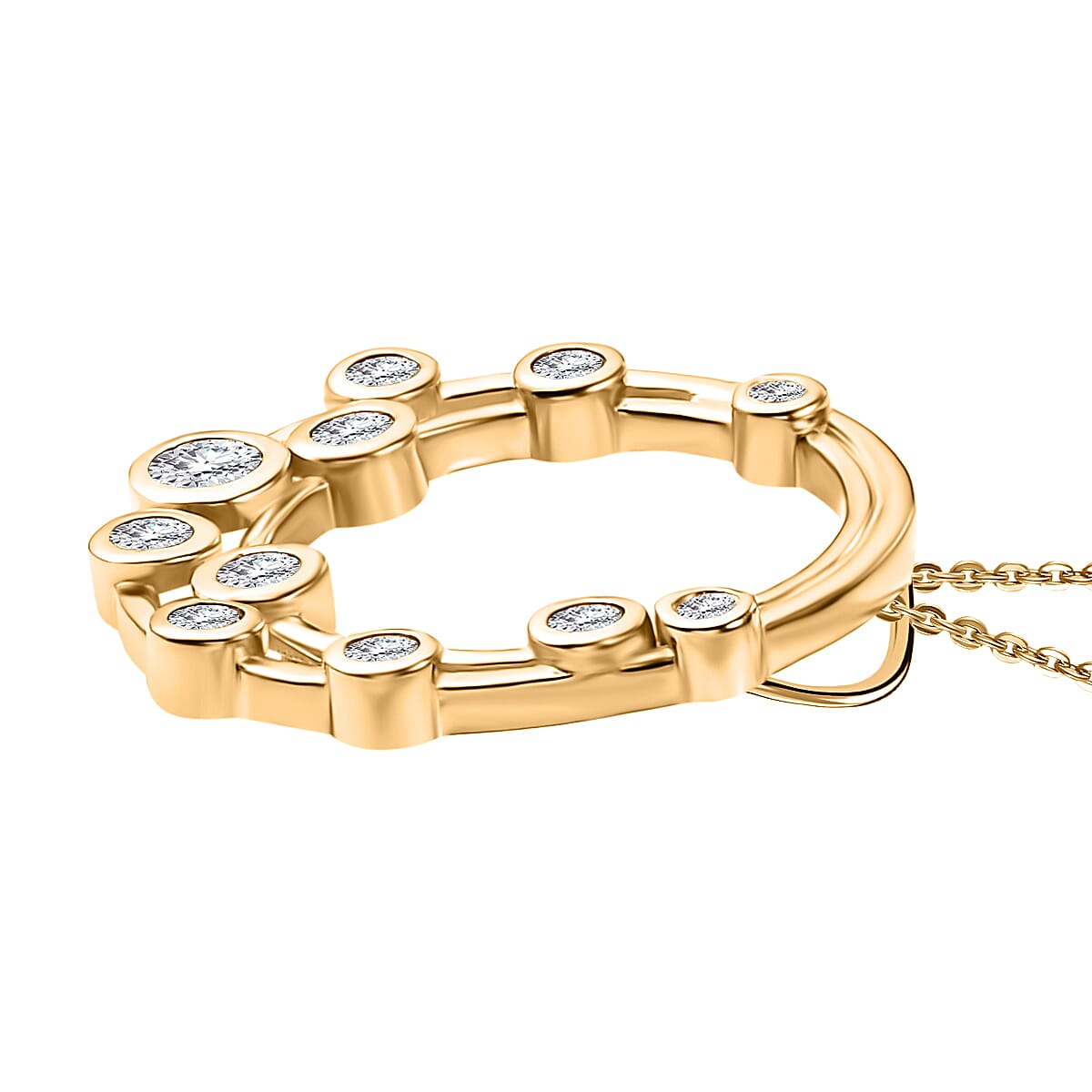 Finest CZ Pendant with Chain (Size 20) in 18K YG Vermeil Sterling Silver 1.28 ct  Silver Wt. 6.6 Gms  1.730  Ct.