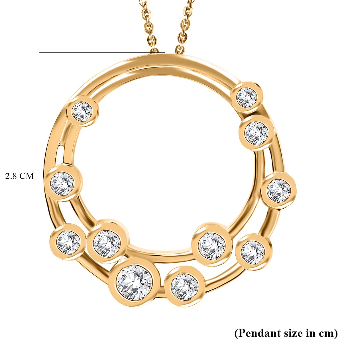 Finest CZ Pendant with Chain (Size 20) in 18K YG Vermeil Sterling Silver 1.28 ct  Silver Wt. 6.6 Gms  1.730  Ct.