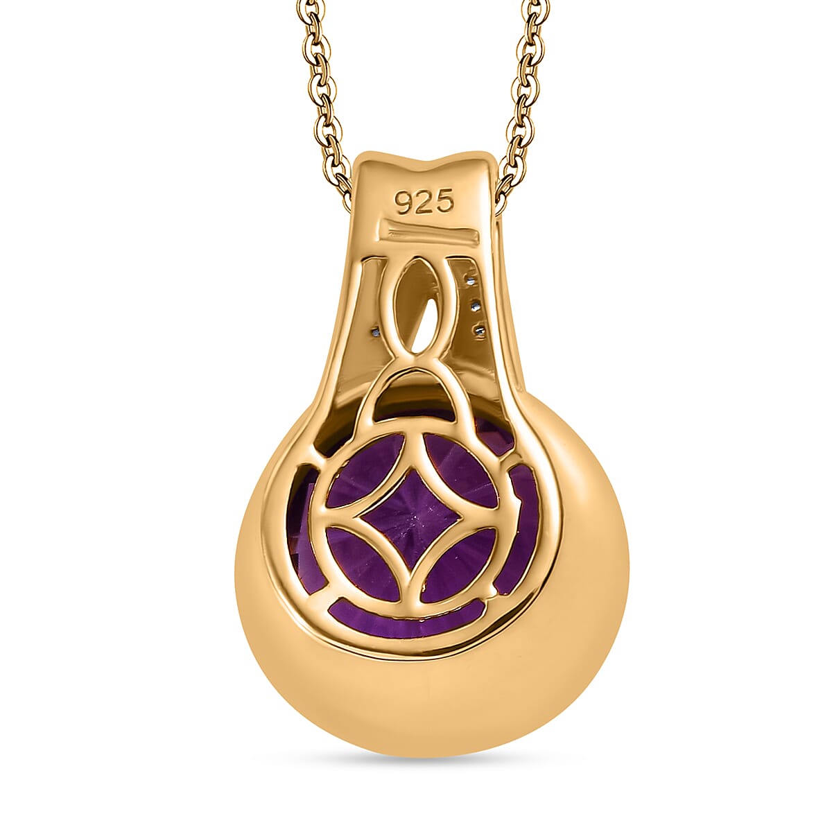 Natural Rose De Morocco, White Zircon Pendant with Chain (Size 20) in 18K YG Vermeil Sterling Silver 6.600 Ct.