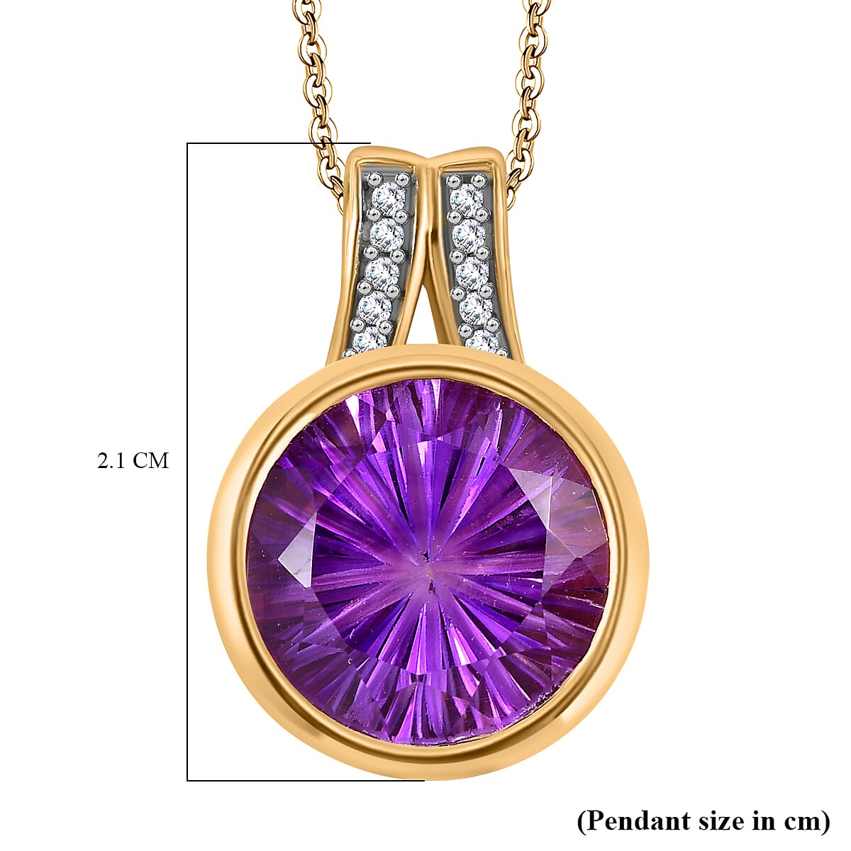 Natural Rose De Morocco, White Zircon Pendant with Chain (Size 20) in 18K YG Vermeil Sterling Silver 6.600 Ct.