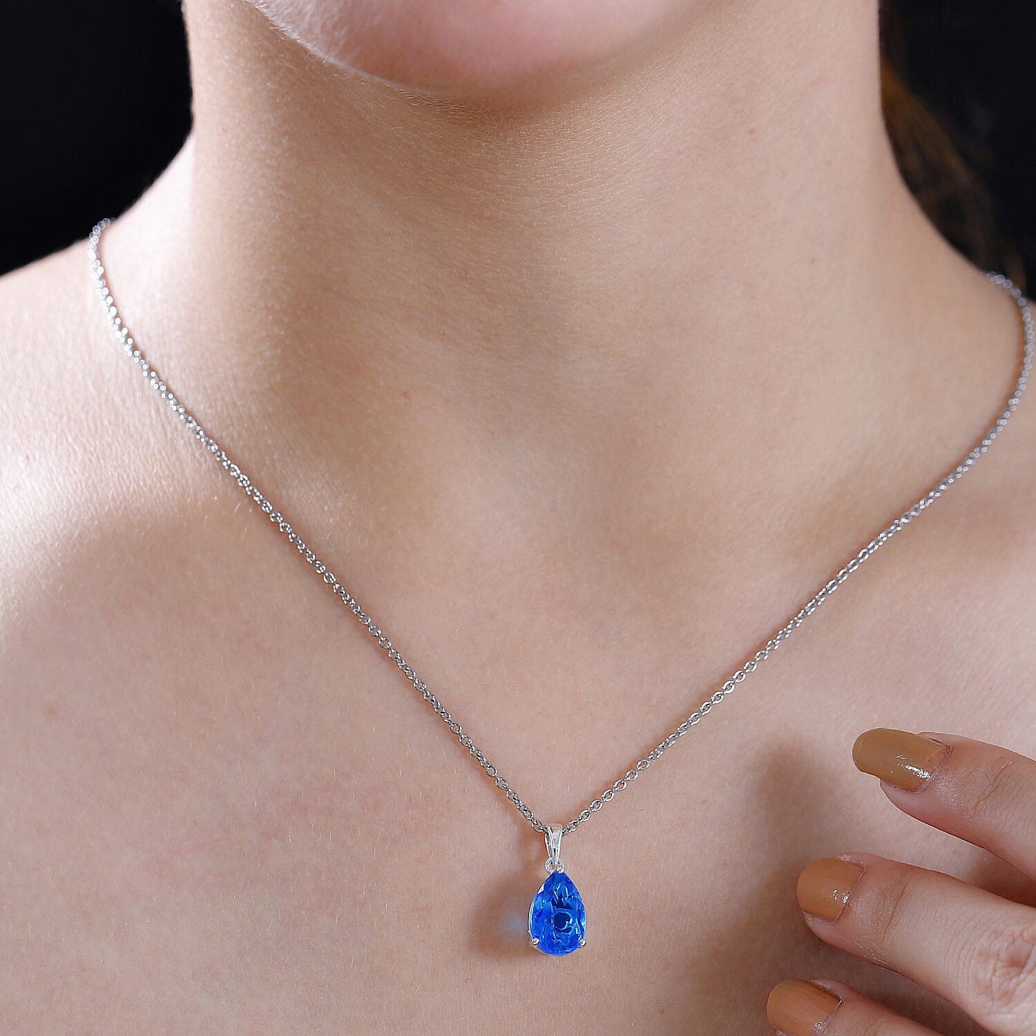 Carribean Quartz Sterling Silver Pendant with Chain (Size 20) 3.500  Ct.